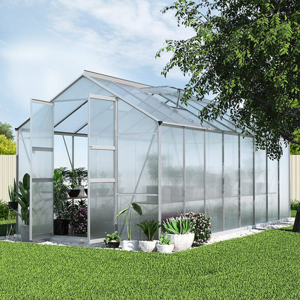 Green Fingers Greenhouse 4.7x2.5x2.26M Double Doors Aluminium Green House Garden Shed Home & Garden Kings Warehouse