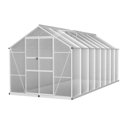 Green Fingers Greenhouse 4.7x2.5x2.26M Double Doors Aluminium Green House Garden Shed Home & Garden Kings Warehouse