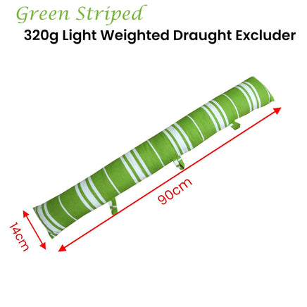 Green Striped 320g Light Weight Draught Excluder 90 x 14 cm Home & Garden Kings Warehouse