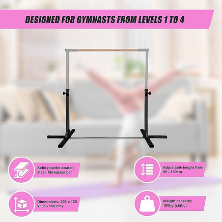 Gymnastics Training Bar Kids Adjustable Horizontal Kip Fitness Gym Equipment Sports & Fitness Kings Warehouse