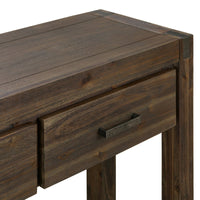 Hall Table 2 Storage Drawers Solid Acacia Wooden Frame Hallway in Chocolate Color Furniture Kings Warehouse