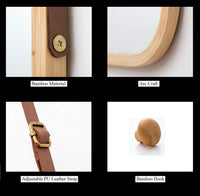 Hanging Full Length Wall Mirror - Solid Bamboo Frame and Adjustable Leather Strap for Bathroom and Bedroom Home & Garden Kings Warehouse