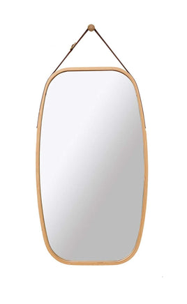 Hanging Full Length Wall Mirror - Solid Bamboo Frame and Adjustable Leather Strap for Bathroom and Bedroom Home & Garden Kings Warehouse