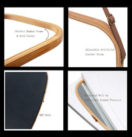 Hanging Full Length Wall Mirror - Solid Bamboo Frame and Adjustable Leather Strap for Bathroom and Bedroom Home & Garden Kings Warehouse