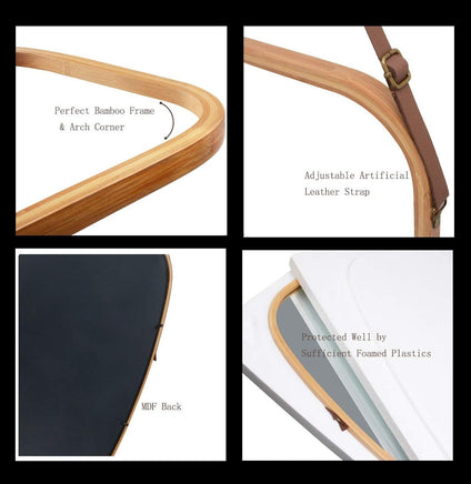 Hanging Full Length Wall Mirror - Solid Bamboo Frame and Adjustable Leather Strap for Bathroom and Bedroom Home & Garden Kings Warehouse