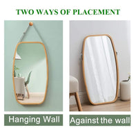 Hanging Full Length Wall Mirror - Solid Bamboo Frame and Adjustable Leather Strap for Bathroom and Bedroom Home & Garden Kings Warehouse