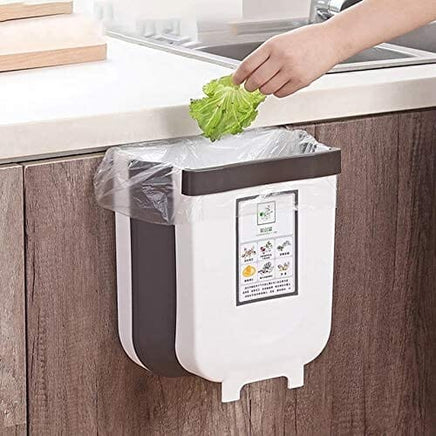 Hanging Trash Can Collapsible Small Garbage Waste Bin for Kitchen Cabinet Door (White) Kings Warehouse