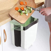 Hanging Trash Can Collapsible Small Garbage Waste Bin for Kitchen Cabinet Door (White) Kings Warehouse