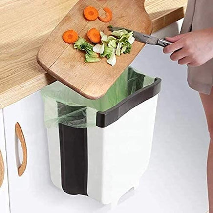 Hanging Trash Can Collapsible Small Garbage Waste Bin for Kitchen Cabinet Door (White) Kings Warehouse