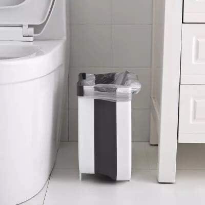 Hanging Trash Can Collapsible Small Garbage Waste Bin for Kitchen Cabinet Door (White) Kings Warehouse