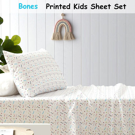Happy Kids Bones Kids Printed Sheet Set Single Home & Garden Kings Warehouse