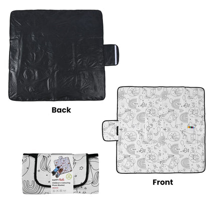Happy Kids Dream Big Colour Me In Picnic Blanket 125 x 125 cm Outdoor Recreation Kings Warehouse