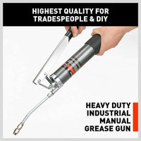 Heavy Duty 600cc Manual Grease Gun Flexible Hose Coupler 10000PSI Oiling Tools Tools Kings Warehouse