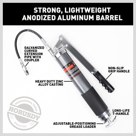 Heavy Duty 600cc Manual Grease Gun Flexible Hose Coupler 10000PSI Oiling Tools Tools Kings Warehouse