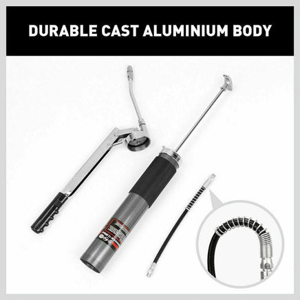 Heavy Duty 600cc Manual Grease Gun Flexible Hose Coupler 10000PSI Oiling Tools Tools Kings Warehouse