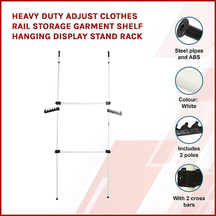 Heavy Duty Adjust Clothes Rail Storage Garment Shelf Hanging Display Stand Rack Furniture Kings Warehouse
