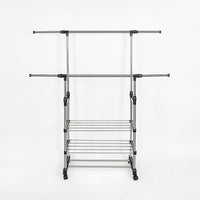 Heavy Duty Commercial Garment Rack Double Bar Rolling Collapsible Clothing Shelf Home & Garden Kings Warehouse