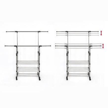 Heavy Duty Commercial Garment Rack Double Bar Rolling Collapsible Clothing Shelf Home & Garden Kings Warehouse