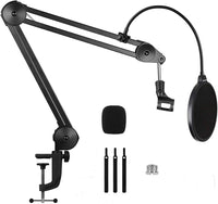 Heavy Duty Microphone Arm Microphone Stand Suspension Scissor Boom Stands with 6" Pop Filter and Cable Ties for Recording Kings Warehouse 