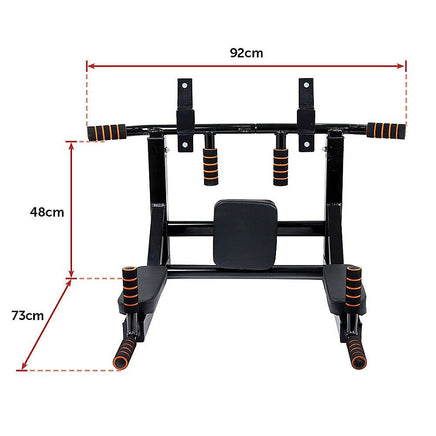 Heavy Duty Wall Mounted Power Station - Knee Raise - Pull Up - Chin Up -Dips Bar Sports & Fitness Kings Warehouse