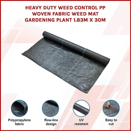 Heavy Duty Weed Control PP Woven Fabric Weed Mat Gardening Plant 1.83m x 30m Home & Garden Kings Warehouse