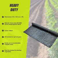 Heavy Duty Weed Control PP Woven Fabric Weed Mat Gardening Plant 1.83m x 30m Home & Garden Kings Warehouse