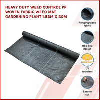 Heavy Duty Weed Control PP Woven Fabric Weed Mat Gardening Plant 1.83m x 30m Home & Garden Kings Warehouse