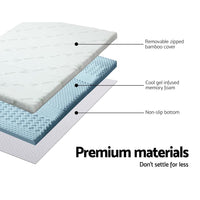 Home Bedding Cool Gel 7-zone Memory Foam Mattress Topper w/Bamboo Cover 8cm - Single Furniture Frenzy Kings Warehouse
