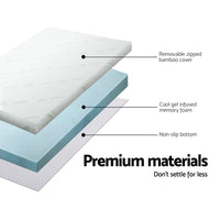 Home Bedding Cool Gel Memory Foam Mattress Topper w/Bamboo Cover 5cm - Double Mid-Season Super Sale Kings Warehouse