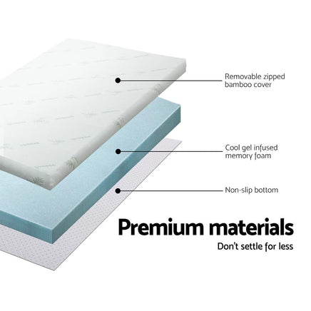 Home Bedding Cool Gel Memory Foam Mattress Topper w/Bamboo Cover 5cm - Double Mid-Season Super Sale Kings Warehouse