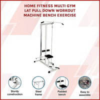 Home Fitness Multi Gym Lat Pull Down Workout Machine Bench Exercise Sports & Fitness Kings Warehouse