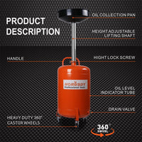 HORUSDY 80L Mobile Waste Oil Drainer Telescopic Workshop Fluid Collection Tank Tools Kings Warehouse