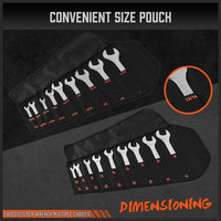 HORUSDY Super Thin 18Pc Wrench Set Open End Spanner 3mm CRV Metric & SAE w Pouch Auto Accessories Kings Warehouse