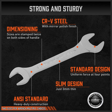 HORUSDY Super Thin 18Pc Wrench Set Open End Spanner 3mm CRV Metric & SAE w Pouch Auto Accessories Kings Warehouse