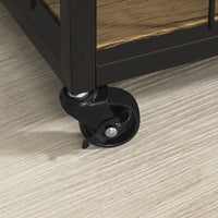 Industrial Vintage Style Wood Metal 3 Tiers Kitchen Serving Trolley with Wine Rack (Brown) Furniture Kings Warehouse