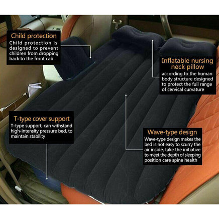 Inflatable Car Back Seat Mattress Portable Camping Travel Air Bed Kings Warehouse