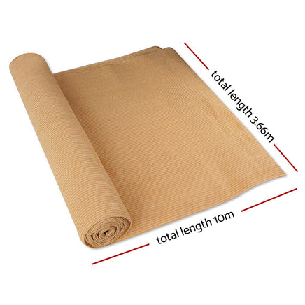 Instahut 90% Shade Cloth 3.66x10m Shadecloth Sail Heavy Duty Beige Home & Garden Kings Warehouse