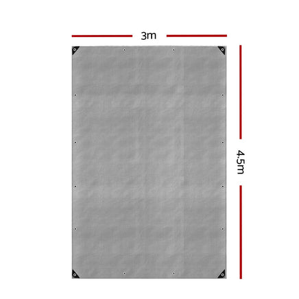 Instahut Tarp Tarpaulin 3x4.5m Canvas Camping Heavy Duty Sun Cover Outdoor Recreation Kings Warehouse