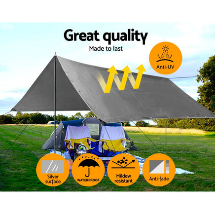 Instahut Tarp Tarpaulin 3x4.5m Canvas Camping Heavy Duty Sun Cover Outdoor Recreation Kings Warehouse