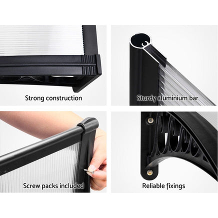 Instahut Window Door Awning 1mx1.2m Transparent Home & Garden Kings Warehouse