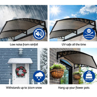 Instahut Window Door Awning 1mx2.4m Brown Hollow Sheet Plastic Frame Home & Garden Kings Warehouse
