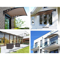 Instahut Window Door Awning Canopy 1.5mx3m Brown Sheet Black Plastic Frame Home & Garden Kings Warehouse