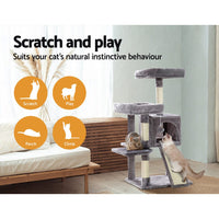 i.Pet Cat Tree 103cm Tower Scratching Post Scratcher Wood Condo House Trees Grey Pet Care Kings Warehouse