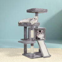 i.Pet Cat Tree 103cm Tower Scratching Post Scratcher Wood Condo House Trees Grey Pet Care Kings Warehouse