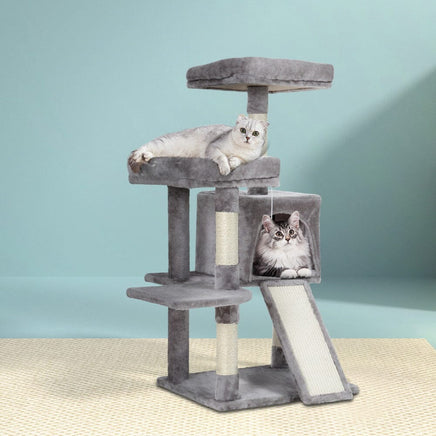 i.Pet Cat Tree 103cm Tower Scratching Post Scratcher Wood Condo House Trees Grey Pet Care Kings Warehouse