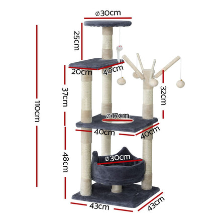i.Pet Cat Tree 110cm Tower Scratching Post Scratcher Wood Condo House Bed Toys Pet Care Kings Warehouse
