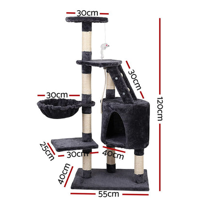 i.Pet Cat Tree 120cm Tower Scratching Post Scratcher Wood Condo House Bed Toys Pet Care Kings Warehouse