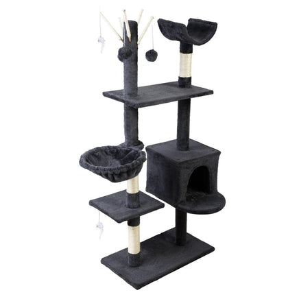 i.Pet Cat Tree 140cm Tower Scratching Post Scratcher Trees Toys Condo Bed Grey Pet Care Kings Warehouse