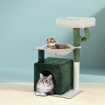 i.Pet Cat Tree 78cm Scratching Post Tower Scratcher Wood Condo House Bed Toys Green Pet Care Kings Warehouse