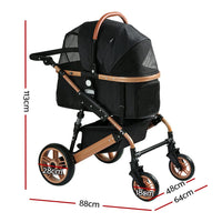 i.Pet Pet Dog Stroller Pram Large Cat Carrier Travel Pushchair Foldable 4 Wheels Passionate for Pets Kings Warehouse
